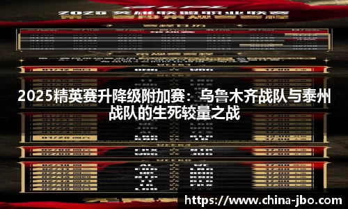 2025精英赛升降级附加赛：乌鲁木齐战队与泰州战队的生死较量之战